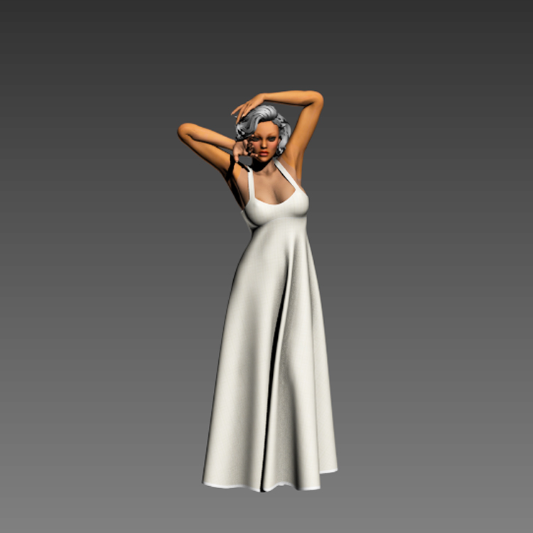 Girl in Yarn Skirt 3D Model Woman